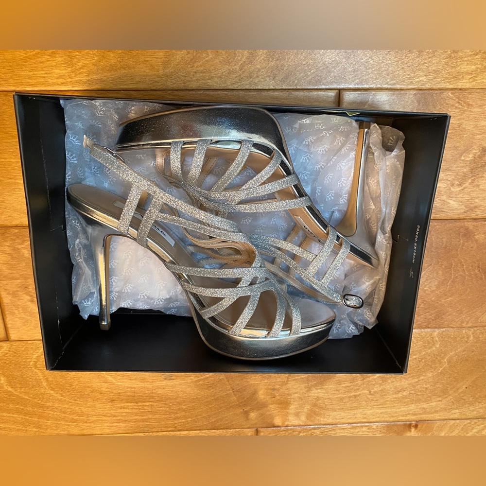 Nina Strappy Silver Platforms - Worn Once!